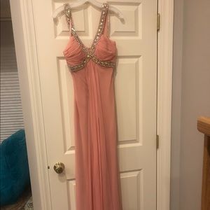Size 6 blush colored long prom dress